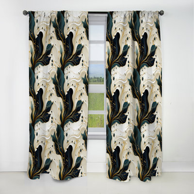 Liquid Ink Marble Pattern - Abstract Marble Curtain - Blackout Marble Curtain - 1 Panels
