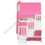 Lit mezzanine simple rose avec tente et tour, pin de haute qualité, apparence semblable, sous-espace pour les ballons, construction solide, style élégant, gants de rangement spacieux