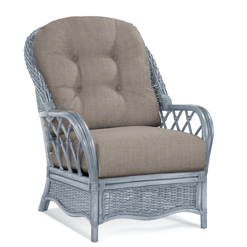  Everglade Rattan Arm Chair, Stone Crypton Performance; 0884-83, Sea Glass