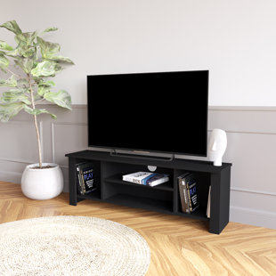 Arsin TV Unit 114 cm - Wooden TV Stand with Storage Shelves, Compact TV Cabinet / Media Console for 50-55 Inch TVs, Small TV Unit for Living Room or Bedroom