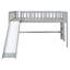 Lit mezzanine bas gris avec glissière pour un décor de chambre à coucher double
