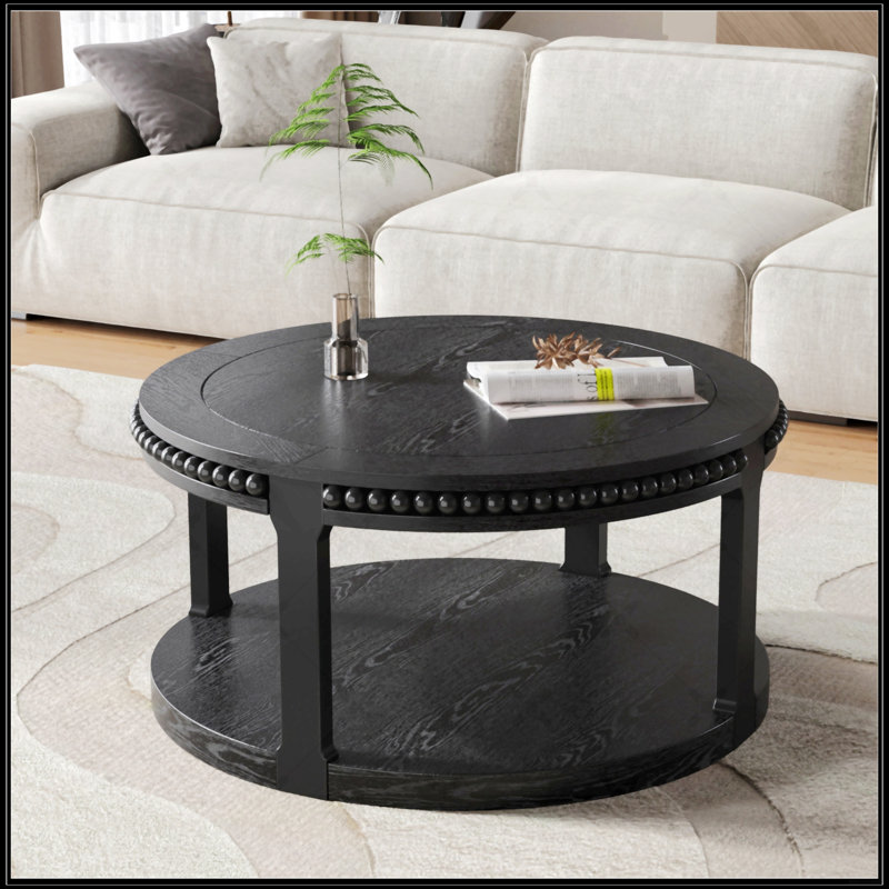 31.5 Inch Round Coffee Table, Black