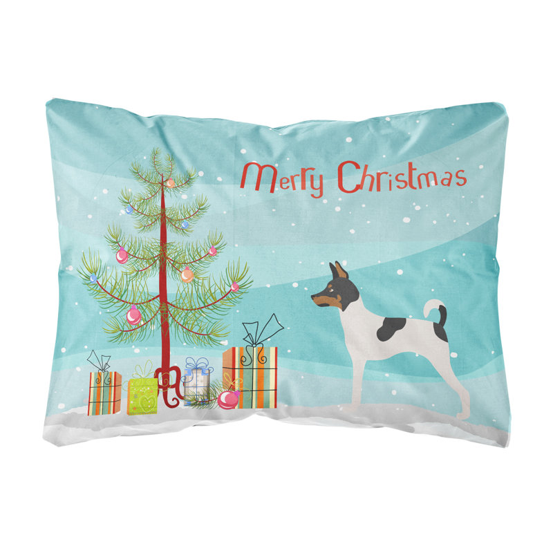  Coussin intérieur / extérieur American Toy Fox Terrier Christmas