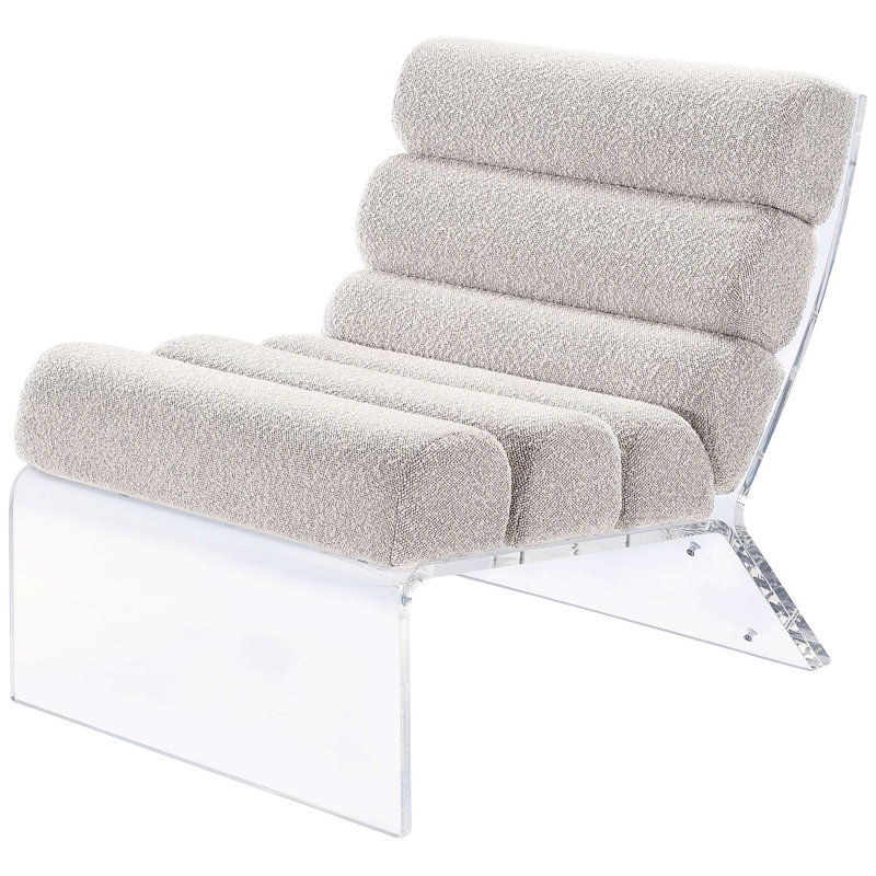 Chaise rembourrée en acrylique Boucle, Ivoire ivoire