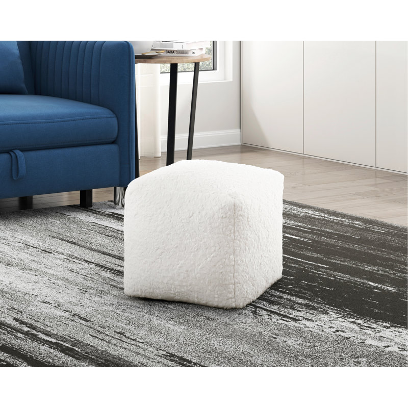 Pouf carré en fausse fourrure, jeton de sol antidérapant, avec fermeture à glissière, capacité de poids de 300 lb avec couche inférieure,