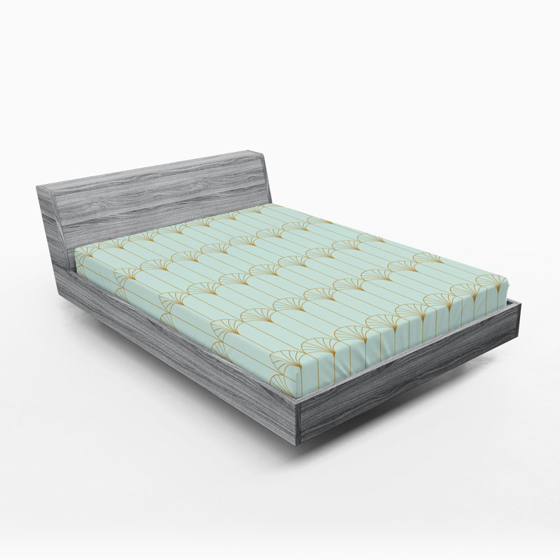  Drap-housse abstrait, Drap-housse grand, Vert menthe / brun sable