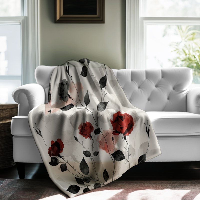 Art floral minimaliste - couverture en sherpa de qualité supérieure 1 pièce, Grand lit