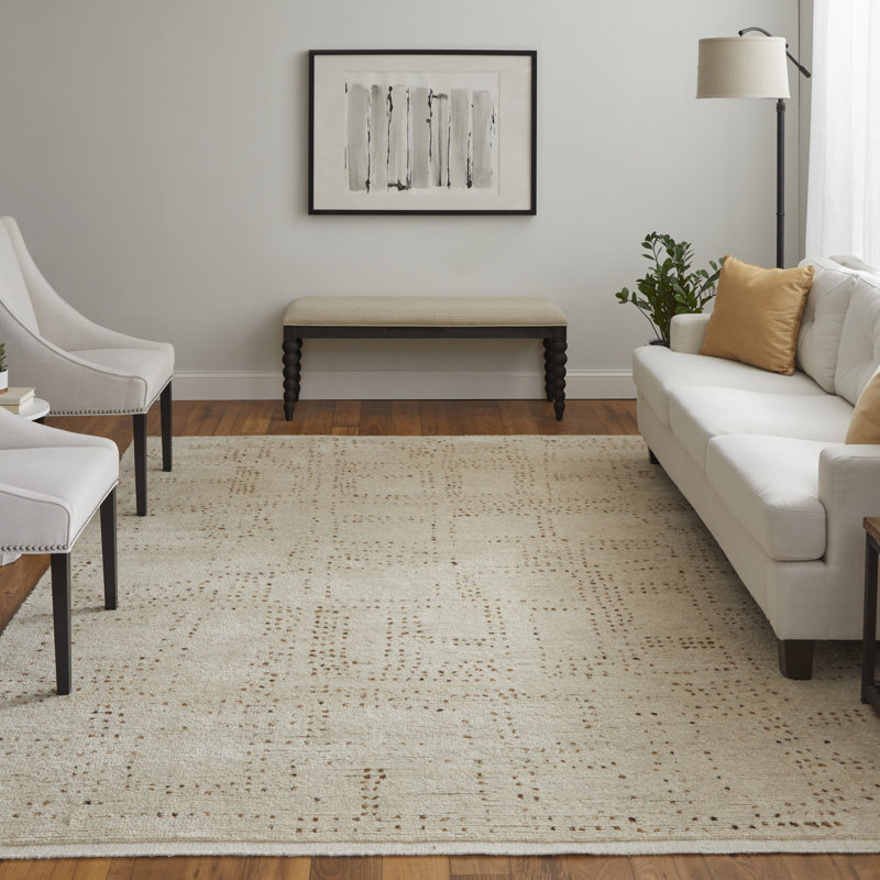 Truxel Modern Polka Dots, Tan/Brown Area Rug, Rectangle 8' x 10'
