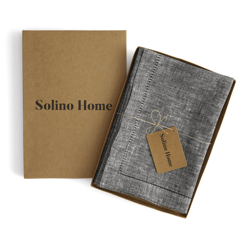 Milan - 100% Pure Linen Dinner Napkins, Chambray Black