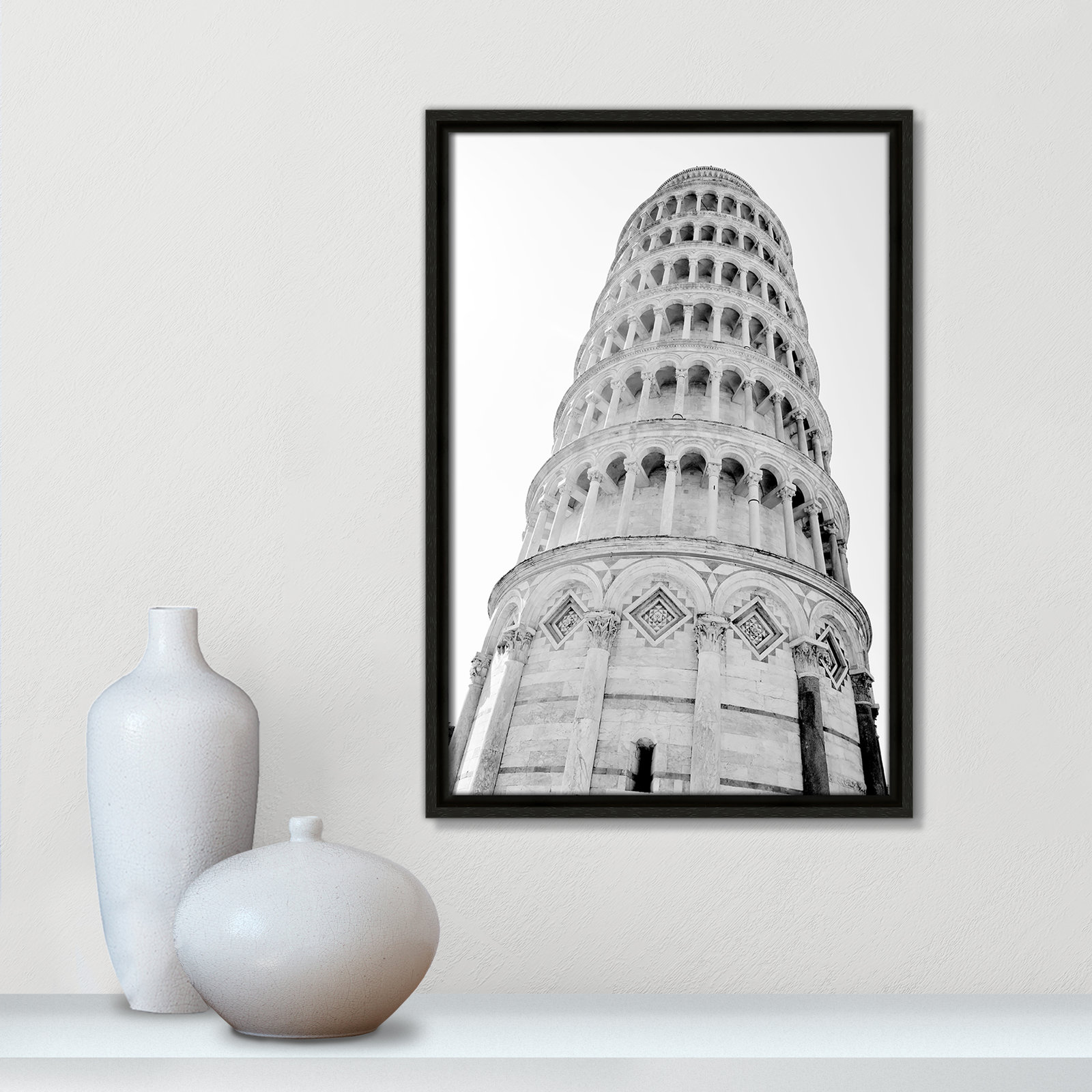Iconic City Collection "Pisa" Print by Natalie Carpentieri, Espresso Floater Frame, No, 19.5" H x 13.5" W x 2" D