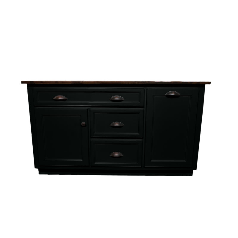 Javonnie Solid Wood Kitchen Island, Black