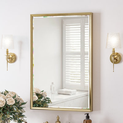 Elegant Beveled Frame Bathroom Mirrors for Over Sink, Aluminum Frame Bathroom Mirror, Easy Install & Clean Wall Mirror