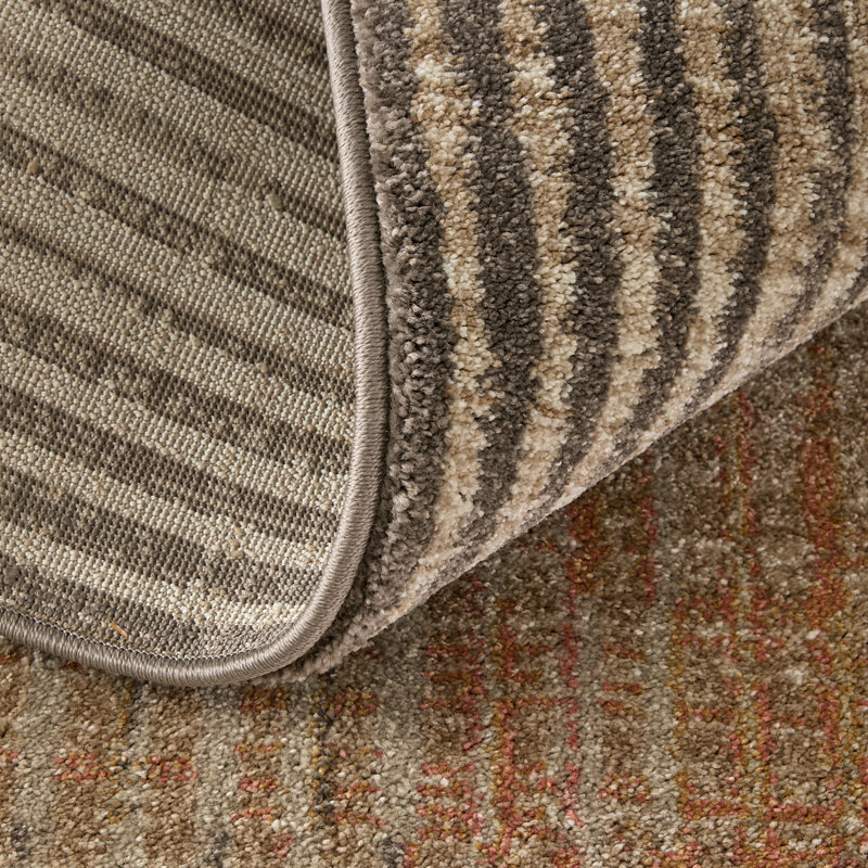 Tapis à motif abstrait moderne ivoire / taupe / rose Roy, Rectangle 7 pi 9 po x 10 pi