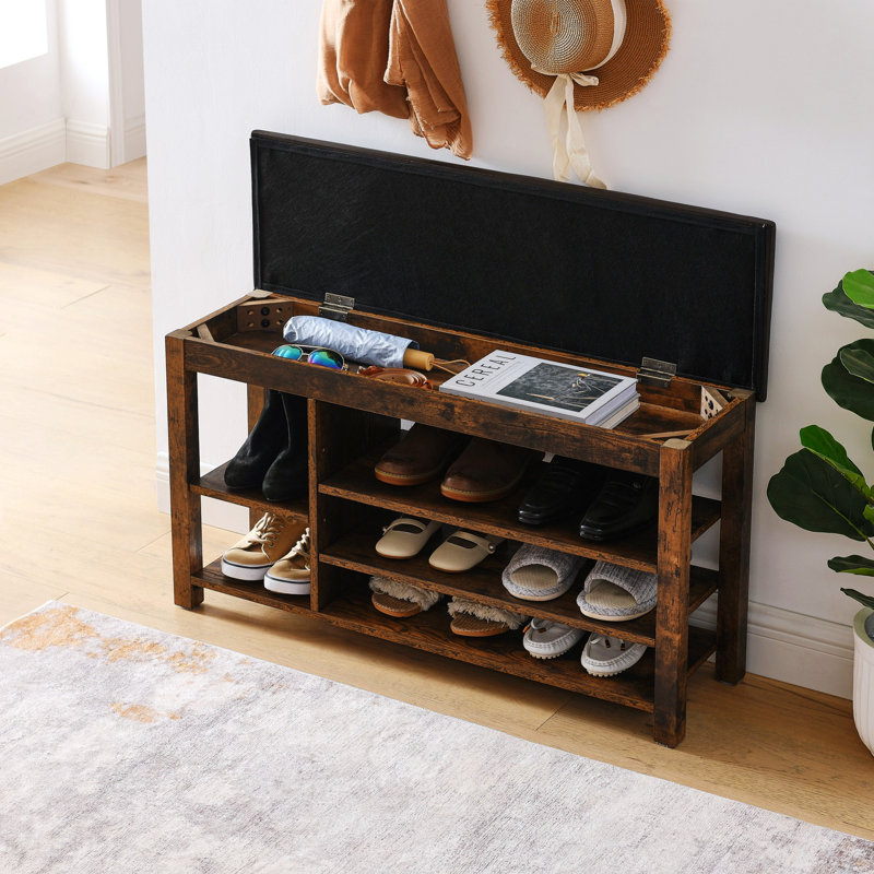 Banc à chaussures avec compartiments de rangement, Rétro