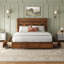  Grand lit plateforme avec porte de grange Revan Farmhouse, chêne foncé-1668528010-1668528017