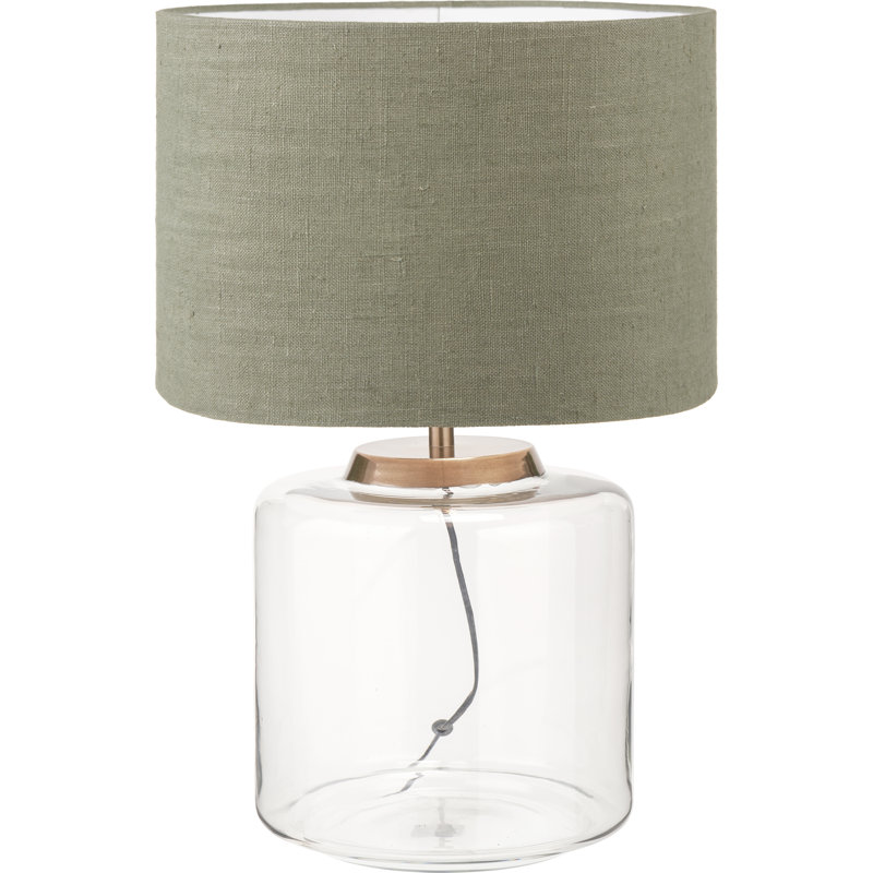Glass Table Lamp, Green, 24.8" H x 15.75" W x 15.75" D, Linen