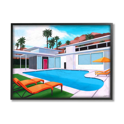 " Modern Home Architecture Poolside Desert Mountains " by Ziwei Li