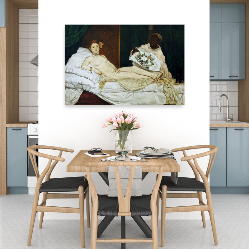 Olympia Classic Contemporary Flower Wall Art Print by Edouard Manet - Wrapped Canvas Print, 81.28cm H x 121.92cm W