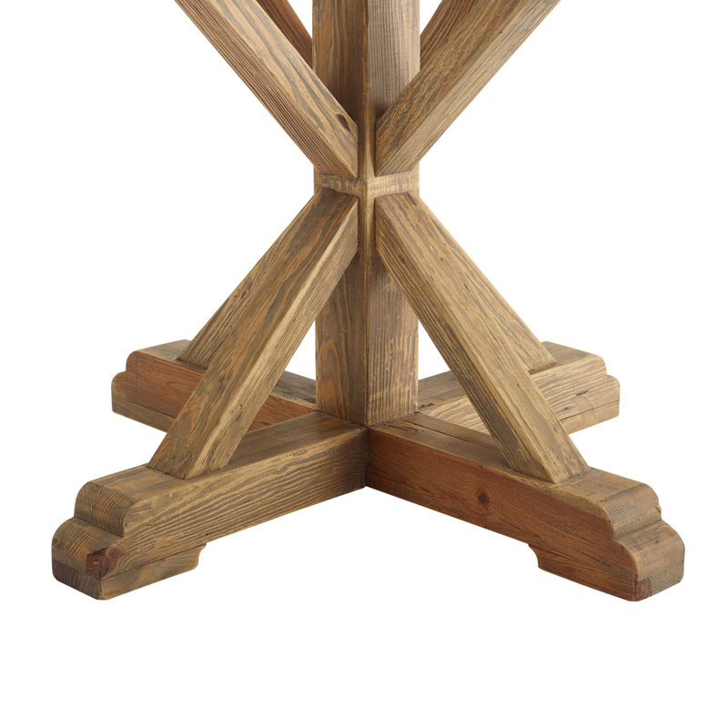 Column Round Pine Wood Dining Table, 29.5" H x 47" L x 47" W