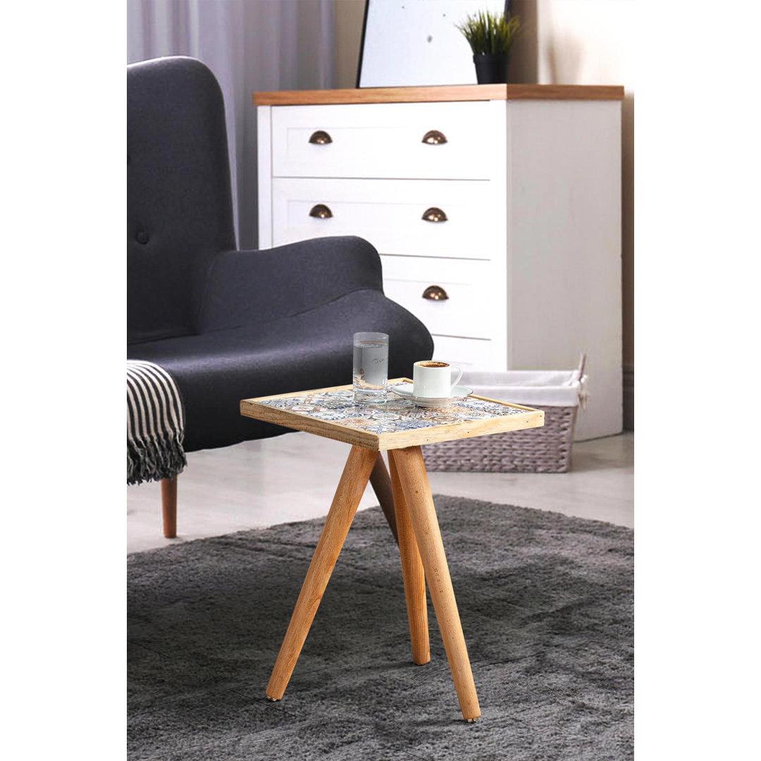 Canora Grey Side Coffee Table End Table Accent Table Home Essentials Solid Wood Tile Ceramic Table Canora Grey Table Base 