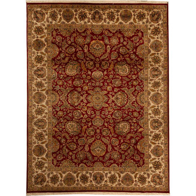 Tapis rouge et crème noué à la main de haute qualité