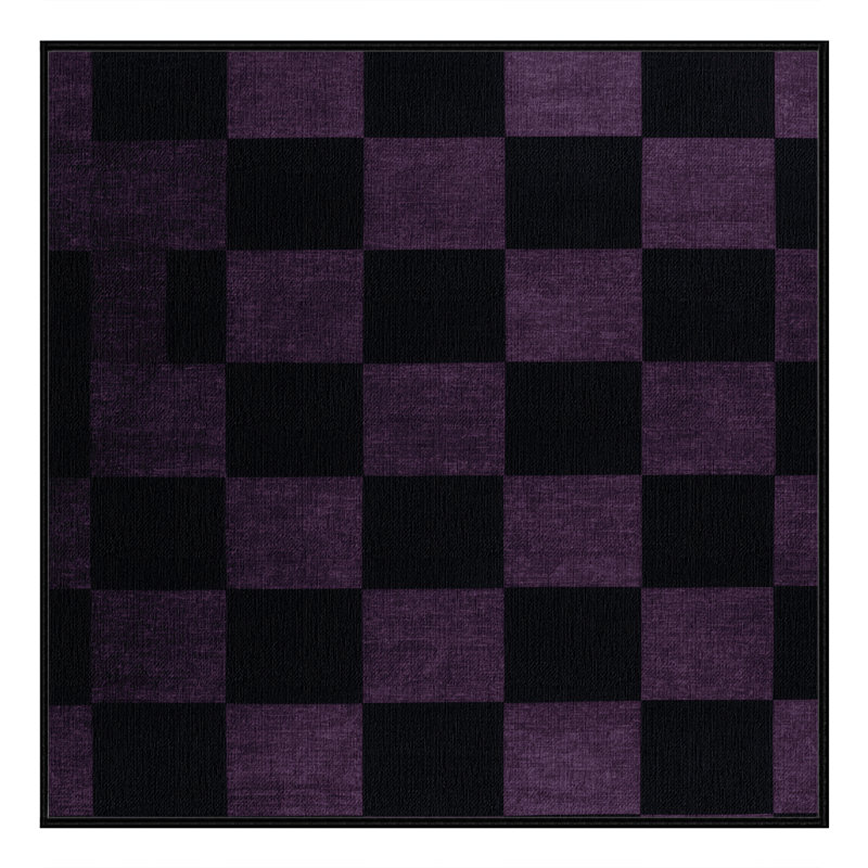 Machine Washable Checkered Gray Area Rug, Square 4'