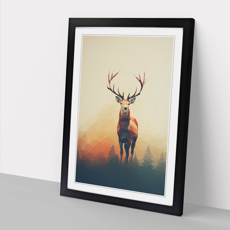 Deer Minimalism No.2 - Single Picture Frame Print on Wood, 46" H x 34" W x 2" D, Black