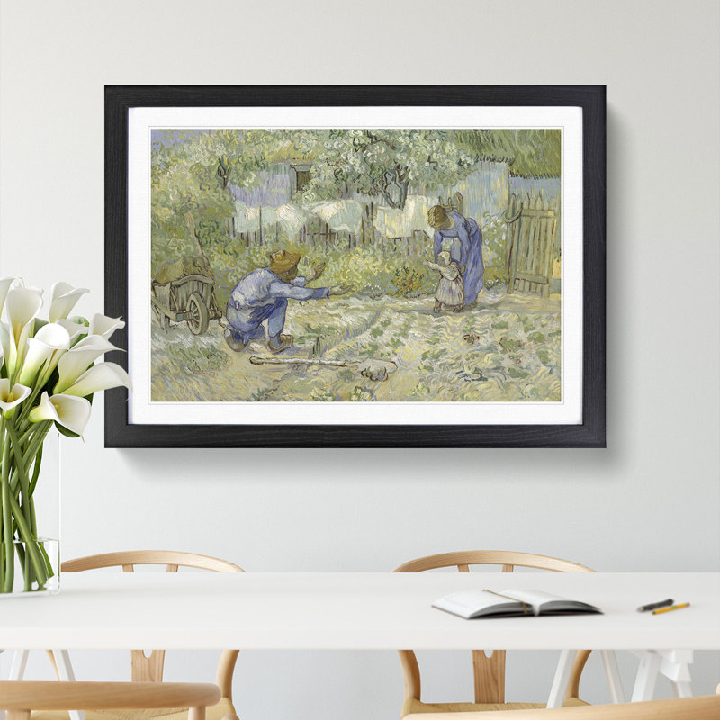 First Steps by Vincent Van Gogh - Framed Print, Black Framed, 27cm H x 36cm W x 2cm D