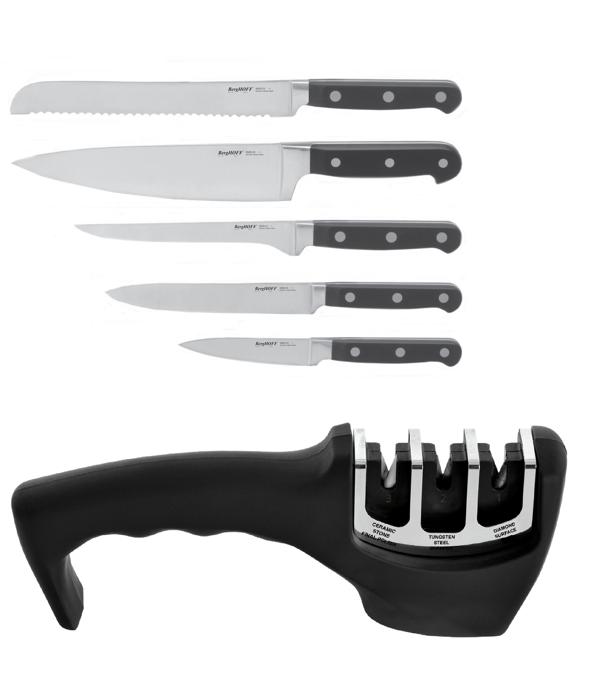BergHOFF Essentials 18Pc Cutlery Set, Block with 8 Steak Knives,  Hand-sharpened