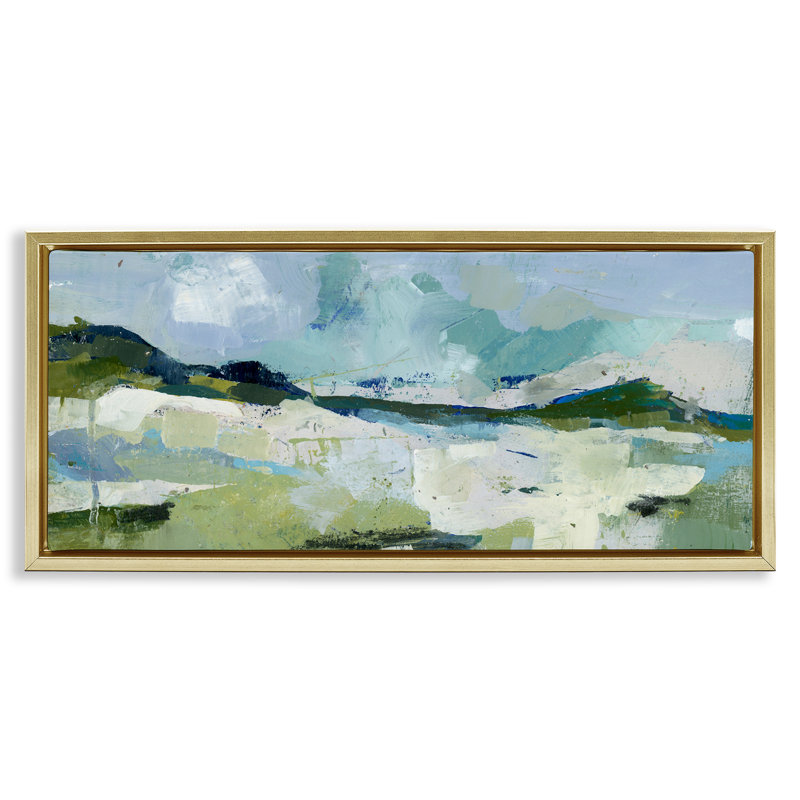 «Restless Landscape Impression» par Donna Weathers, Cadre flottant métallique doré, H 14 po x l 31 po