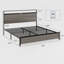 Cadre de lit très grand, cadre de lit plateforme en bois avec tête de lit à DEL avec rangement et 2 ports USB, aucun bruit, aucun matelas à ressorts requis et outils d'assemblage simples, grand rangement sous le lit, gris antique-2035185783