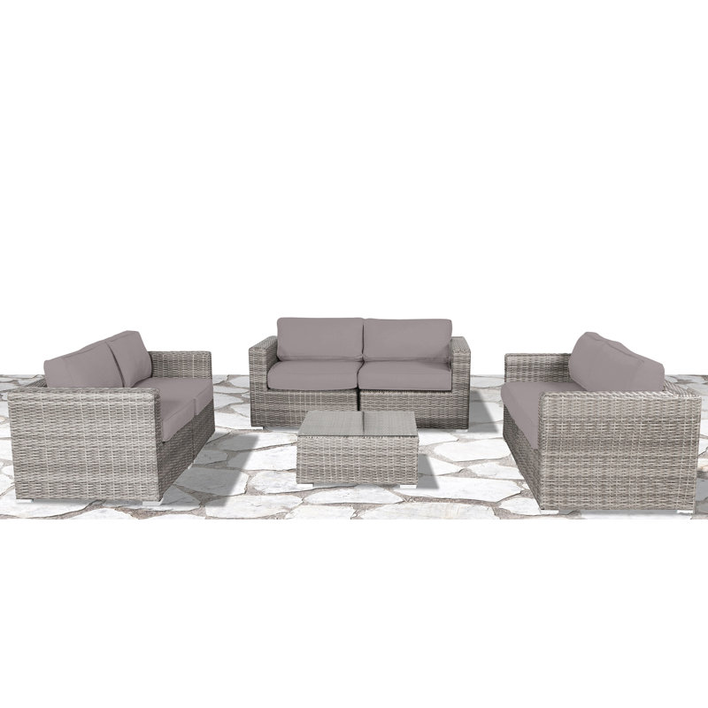 Ensemble de conversation avec coussin 6 personnes Tonioni, Sunbrella taupe