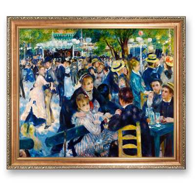 Bal du Moulin de la Galette par Pierre-Auguste Renoir, format encadré: 34,5 po x 28,5 po, format image: 30 po x 24 po, cadre de gaufrage doré luxueux reproductions d'art The World Classic, art mural pour la décoration intérieure