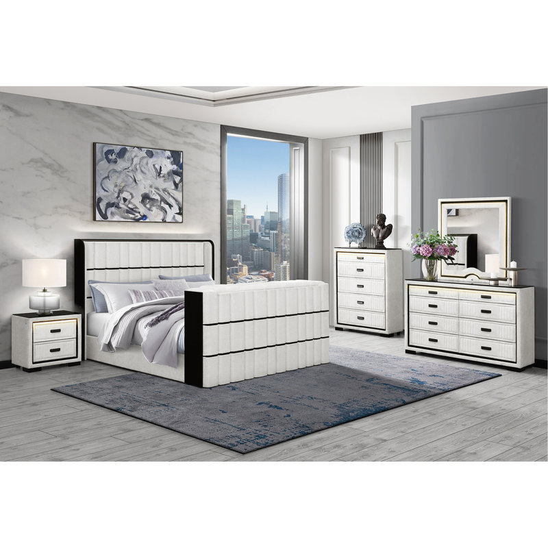 Table de chevet blanche et noire Isaiah