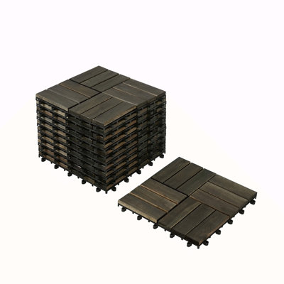 Carreaux de terrasse en bois d'acacia à motif de carreaux imbriqués, plancher de bois franc d'acacia carré 12 po x 12 po pour terrasse, banc, côté piscine