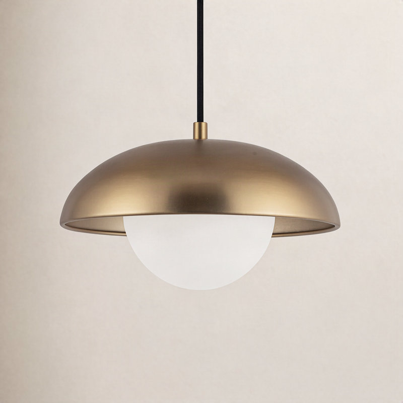 Luminaire suspendu géométrique unique à 1 lumière Alessia, H 6,375 po x l 10,875 po x P 10,875 po, Doré vieilli