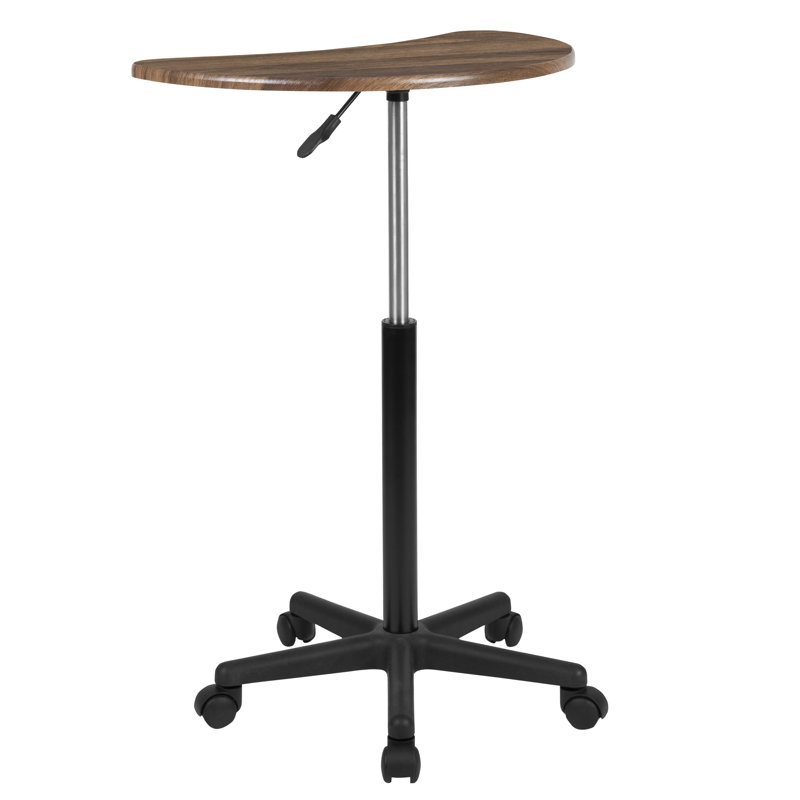 Sit to Stand Mobile Laptop Computer Desk, Rustic Walnut/Black