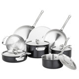 Viking 12pc Cast Black 3-Ply Stainess Steel Cookware Set with Metal Lids