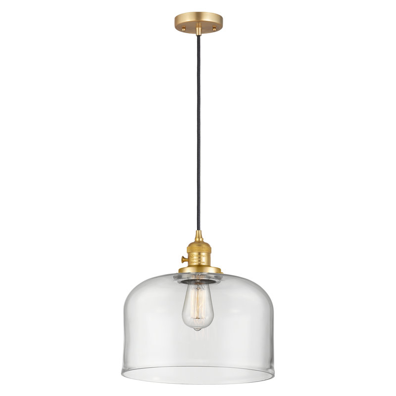 Luminaire suspendu en forme de globe à 1 lumière Analiah, Clair, Or satiné, DEL