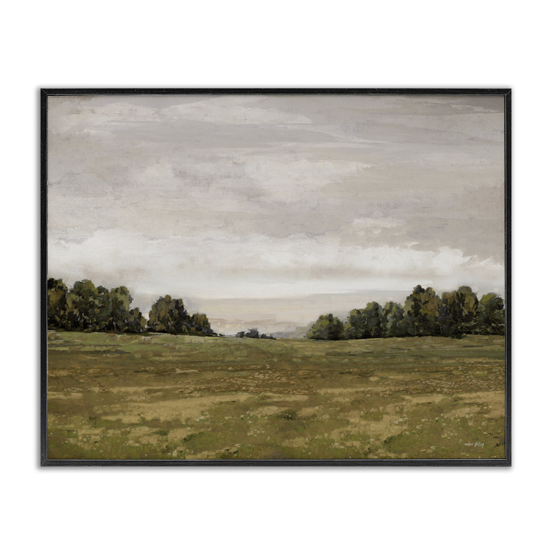 Distant Trees Grassland Framed Giclee Art by Amber Sterling, 11" H x 14" W, Midnight Black Framed Giclee