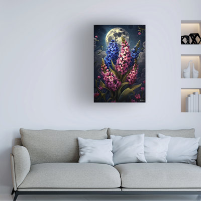 Art sur toile, jacinthe lunaire rose et bleue 1