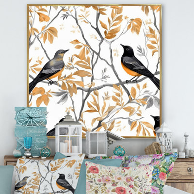 Oiseaux bruns noirs sur arbres - reproduction