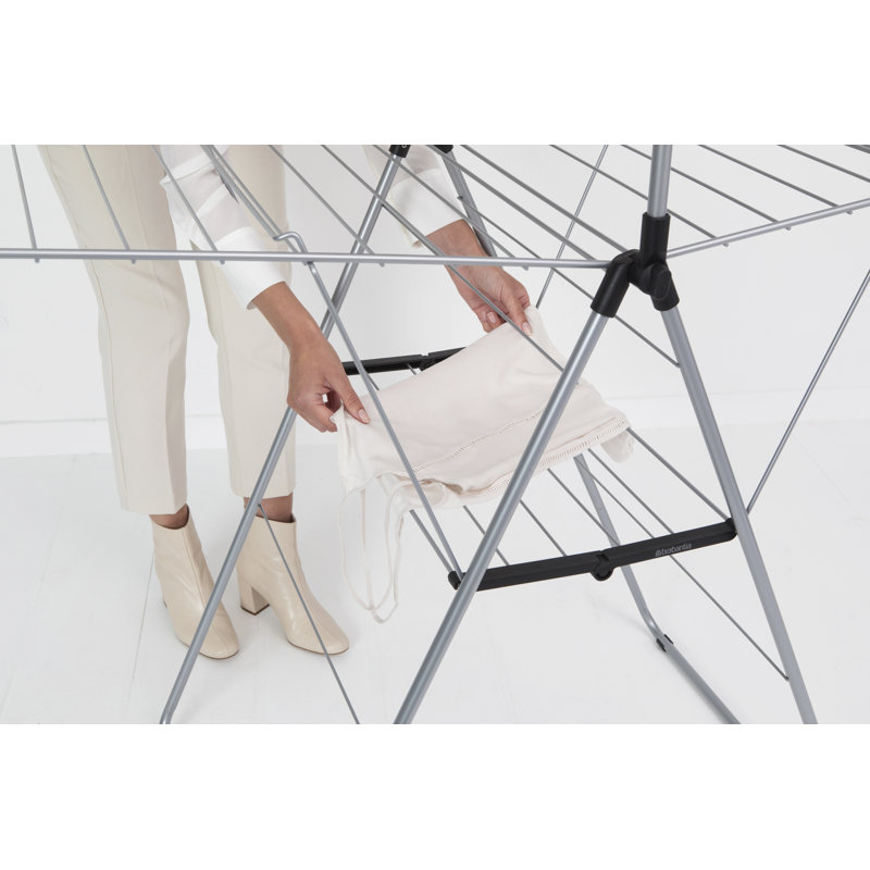 Brabantia Hangon 25 m Folding Drying Rack with Rod, Silver