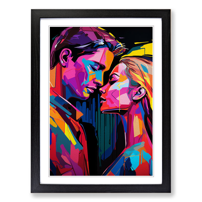 Lovers Pop No.2 - Single Picture Frame Print on Wood, Black Framed, 64cm H x 46cm W x 2cm D