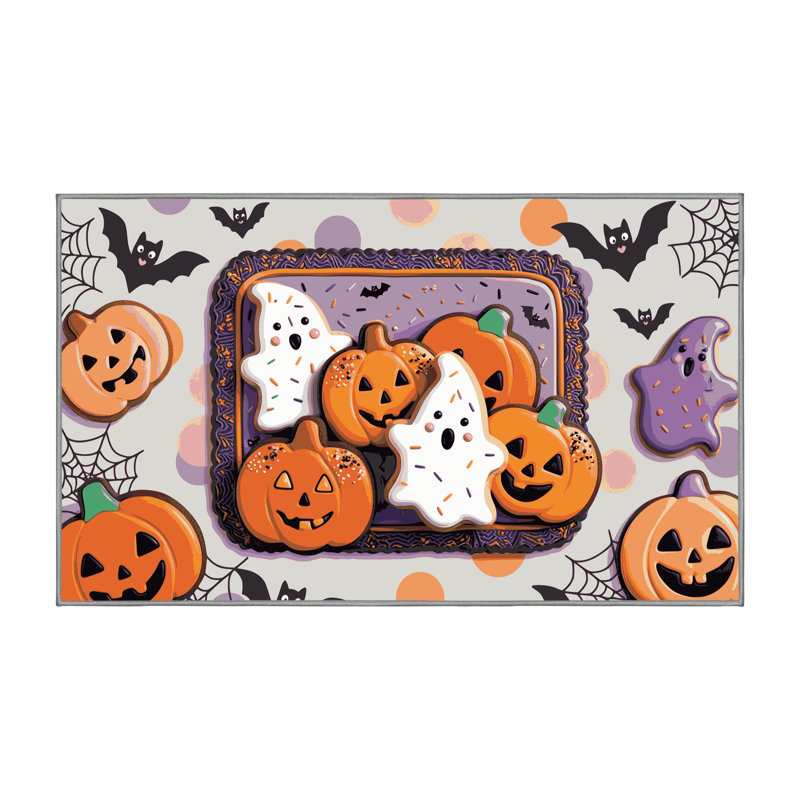 Tapis lavable pour les fêtes d'Halloween Khadra, Rectangle 6 pi x 9 pi