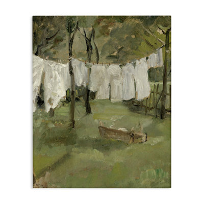 Classic Clothesline Yard Scene Canvas Wall Art by Lettered and Lined
