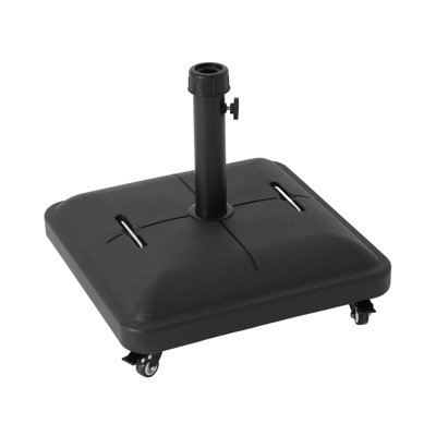 Outdoor 90-pound Square Black Umbrella Base With Wheels