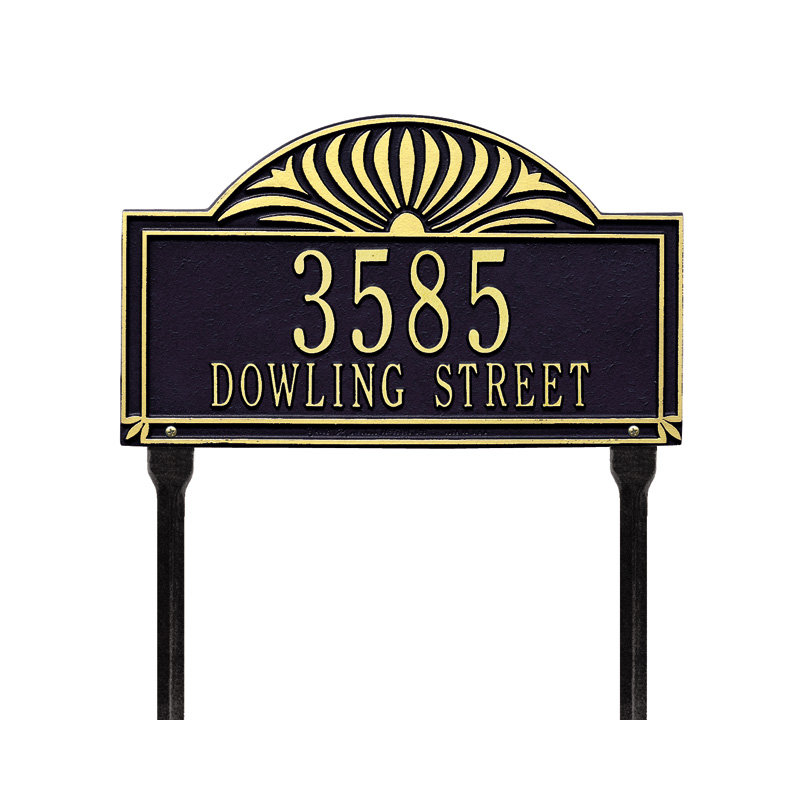 Sunburst 2-Line Lawn Address Sign, Antique Copper, Yes