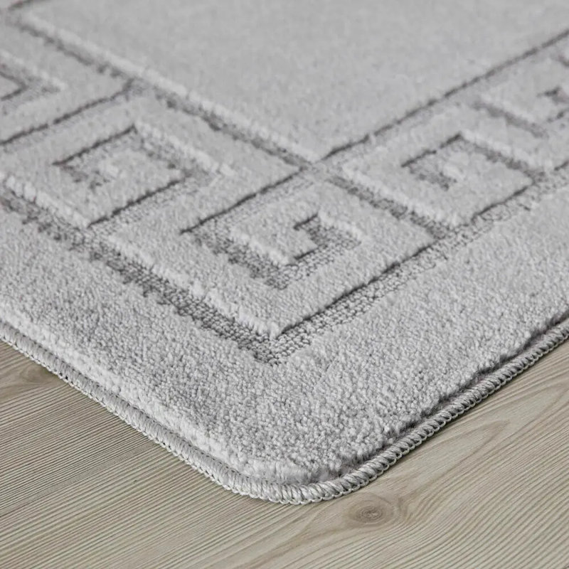 Rectangle Geometric Area Rug, Silver, Runner 80 x 300 cm