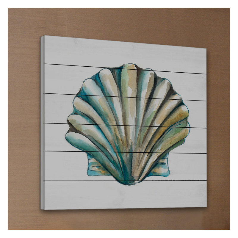 Aquarelle Shells VI - No Frame Painting on Wood, 61cm H x 61cm W